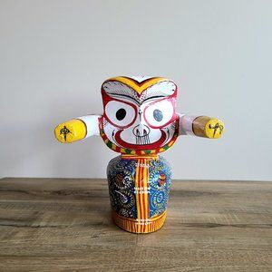 10'' tall hand crafted wooden Indian traditional doll Lord Jagannath.